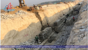 Công trình xây đá hộc  kênh K8 Bàu Bàng