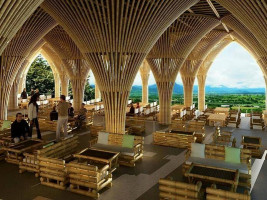 Thiết kế nhà hàng bằng tre gần gủi, mộc mạc, kiến trúc đẹp.