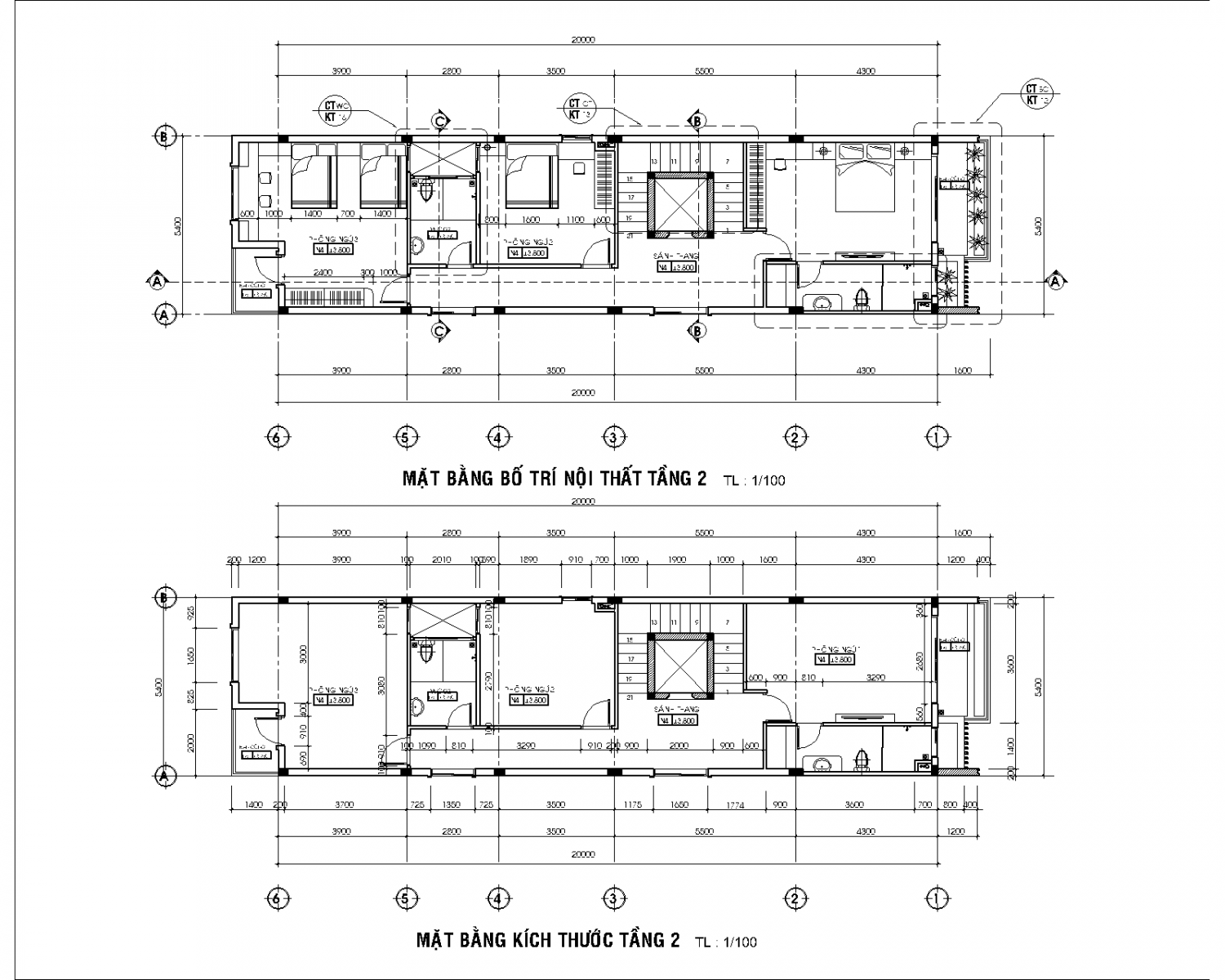 Mẫu thiết kế nhà lô phố 3 tầng hiện đại diện tích 5.4m x 23m
